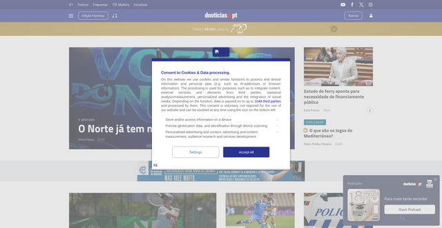 Security scan screenshot of https://www.dnoticias.pt