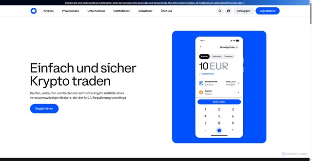 Security scan screenshot of https://www.coinbase.com/de