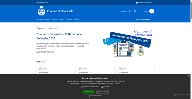 Security scan screenshot of https://www.comune.biancavilla.ct.it/
