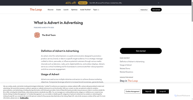 Security scan screenshot of https://www.thebrief.ai/blog/what-is-advert-in-advertising/