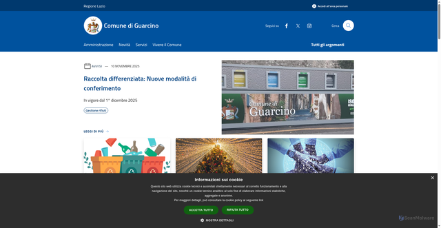 Security scan screenshot of https://www.comune.guarcino.fr.it/it