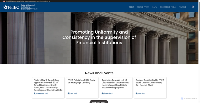 Security scan screenshot of https://www.ffiec.gov/