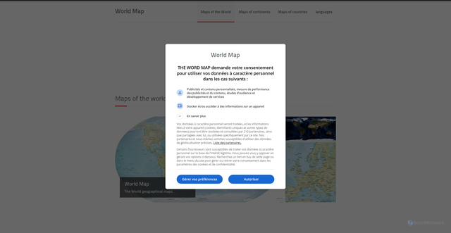 Security scan screenshot of https://www.theworldmap.net/