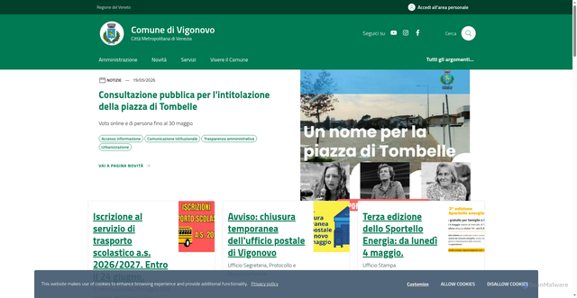 Security scan screenshot of https://www.comune.vigonovo.ve.it