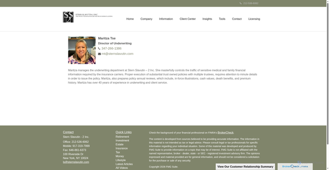 Security scan screenshot of https://www.sternslavutin.com/team/maritza-tse