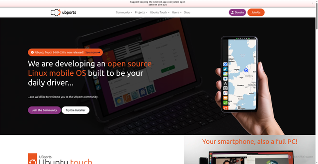 Security scan screenshot of https://ubports.com