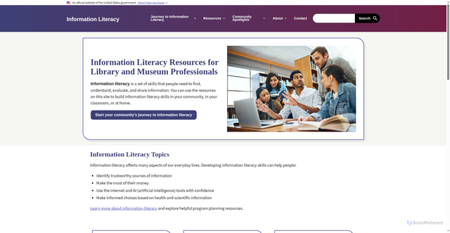 Security scan screenshot of https://informationliteracy.gov/