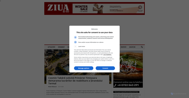 Security scan screenshot of https://ziuadevest.ro