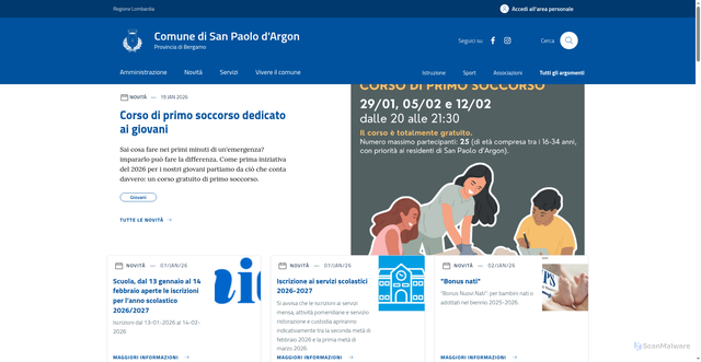 Security scan screenshot of https://www.comune.sanpaolodargon.bg.it/home/index.html