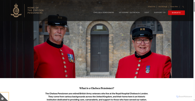 Security scan screenshot of http://www.chelsea-pensioners.org.uk