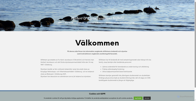 Security scan screenshot of https://hkjacobssonstiftelsen.se