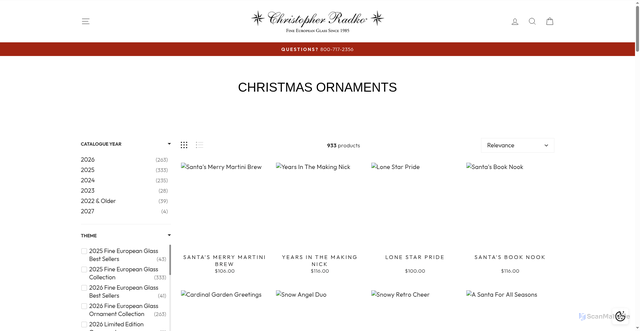 Security scan screenshot of https://www.christopherradko.com/collections/christmas