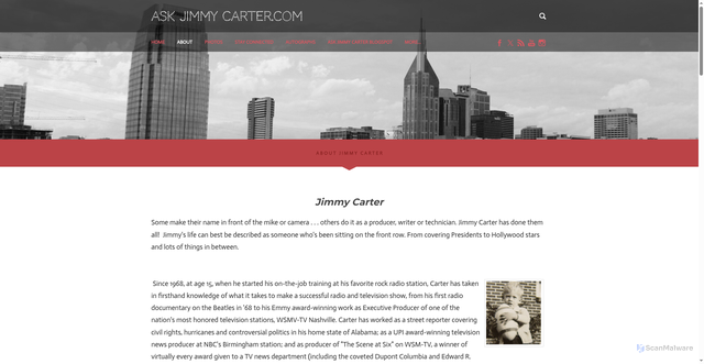 Security scan screenshot of http://www.askjimmycarter.com/about.html
