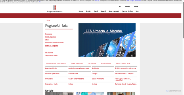 Security scan screenshot of https://regione.umbria.it