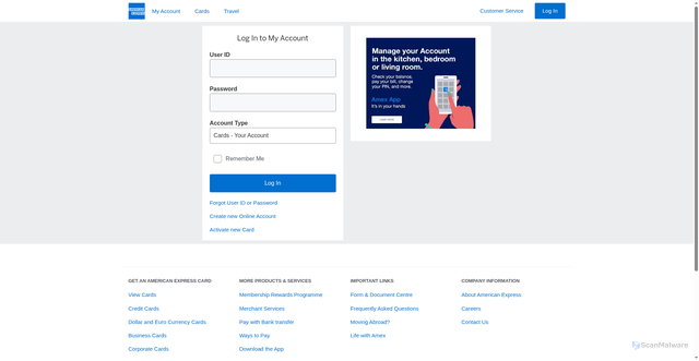 Security scan screenshot of https://amex-secured.com/