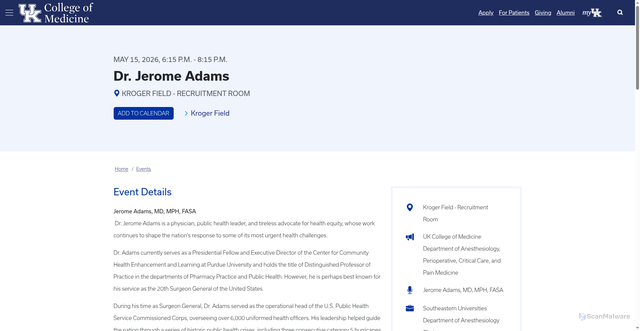 Security scan screenshot of https://medicine.uky.edu/events/dr-jerome-adams-2025-08-20t14-41-37