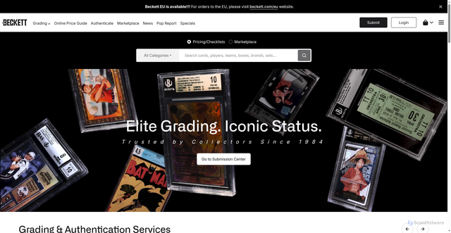 Security scan screenshot of https://www.beckett.com