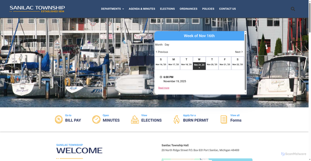Security scan screenshot of https://sanilactownshipmi.gov/