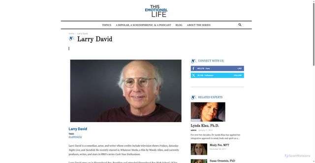 Security scan screenshot of https://thisemotionallife.org/people/expert/larry-david/