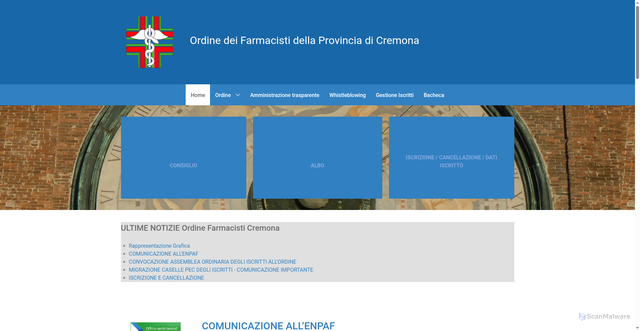 Security scan screenshot of https://www.ordfarma-cremona.it