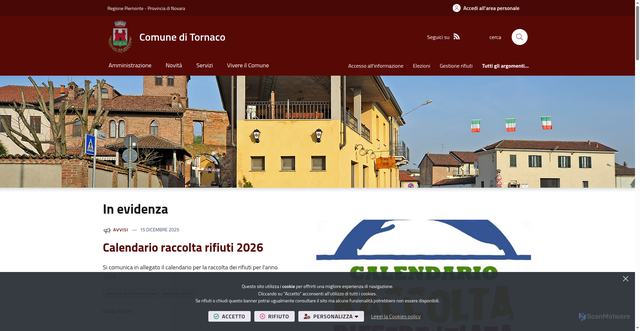 Security scan screenshot of https://www.comune.tornaco.no.it/it-it/home