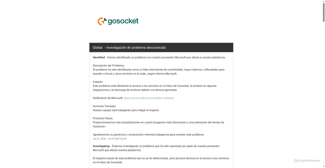 Security scan screenshot of https://status.gosocket.net