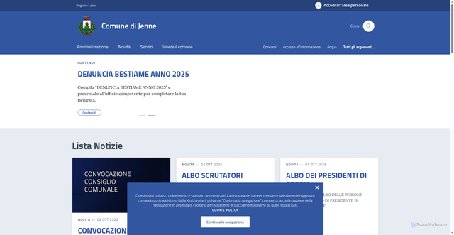 Security scan screenshot of https://comune.jenne.rm.it/