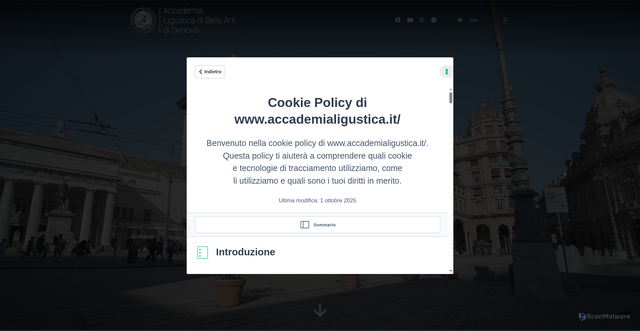 Security scan screenshot of https://www.accademialigustica.it/