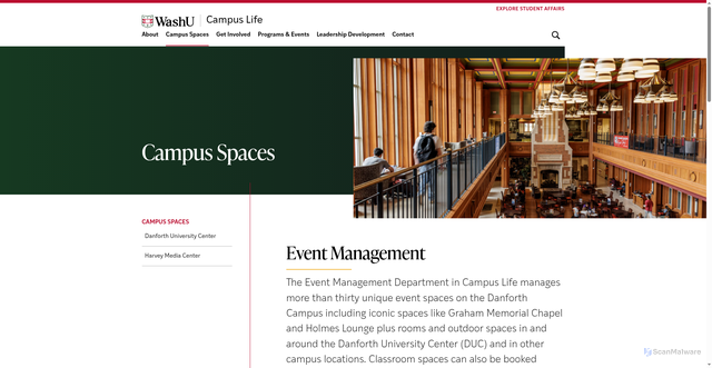Security scan screenshot of https://campuslife.wustl.edu/campus-spaces/
