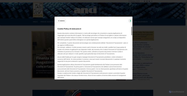 Security scan screenshot of https://www.anci.it/