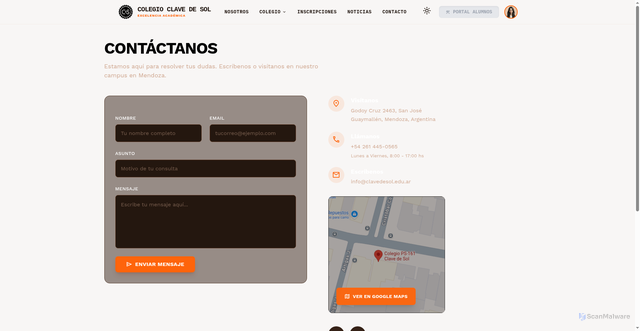 Security scan screenshot of https://clave-de-sol.pages.dev/contacto/?message=Estoy%20interesado%20en%20agendar%20una%20visita%20para%20conocer%20la%20propuesta%20educativa.