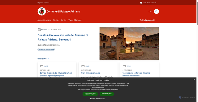 Security scan screenshot of https://www.comune.palazzoadriano.pa.it/it