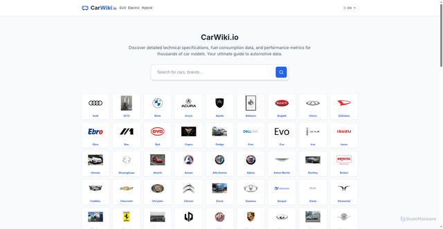 Security scan screenshot of https://carwiki.io/