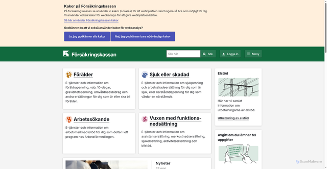 Security scan screenshot of https://www.forsakringskassan.se