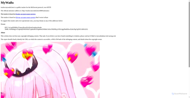 Security scan screenshot of https://tracker.mywaifu.best
