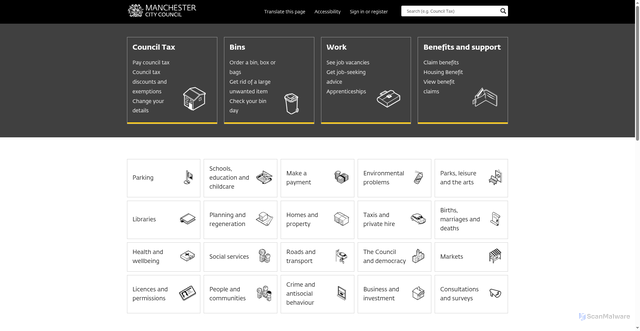 Security scan screenshot of https://www.manchester.gov.uk/