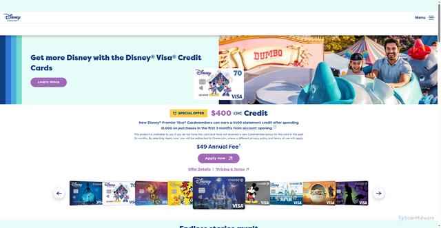 Security scan screenshot of https://disneyrewards.com/