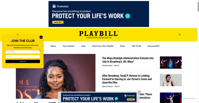 Security scan screenshot of https://playbill.com