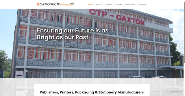 Security scan screenshot of https://caxton.co.za