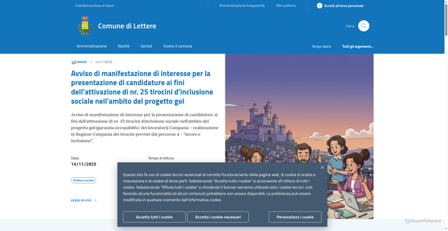 Security scan screenshot of https://www.comune.lettere.na.it/