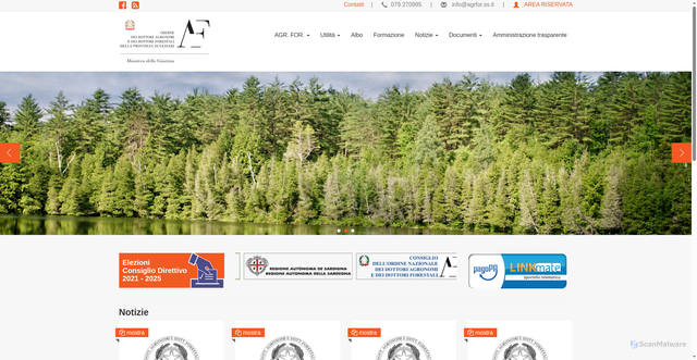 Security scan screenshot of http://www.agrfor.ss.it/