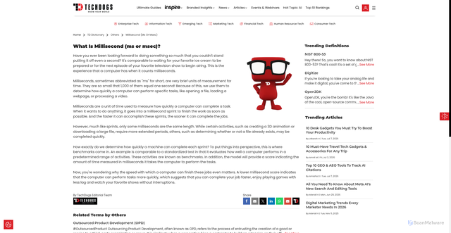 Security scan screenshot of https://www.techdogs.com/td-dictionary/word/millisecond-ms-or-msec