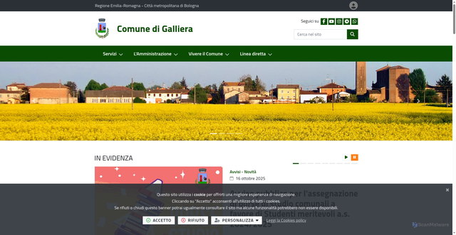 Security scan screenshot of https://www.comune.galliera.bo.it/it-it/home