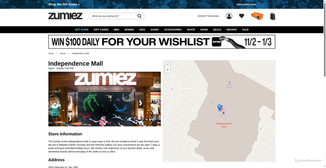 Security scan screenshot of https://www.zumiez.com/stores/us718?srsltid=AfmBOopbiuEPUBDplVyqHKz2QWPCJ_QFev1uRmOBmBZu8eL8Tq-qkwvV