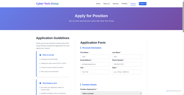 Security scan screenshot of https://ctginc.org/apply?position=Senior+Full+Stack+Developer