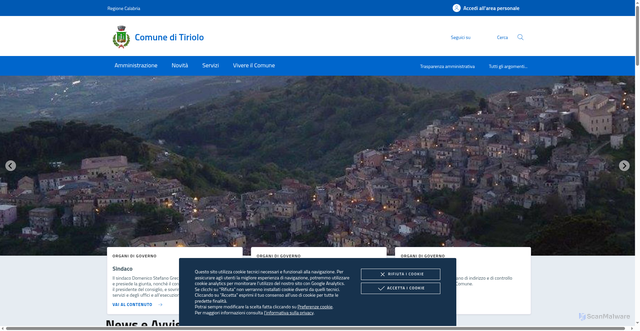 Security scan screenshot of https://www.comune.tiriolo.cz.it/