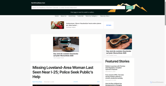 Security scan screenshot of https://northfortynews.com/category/news/missing-loveland-area-woman-last-seen-near-i-25-police-seek-publics-help/