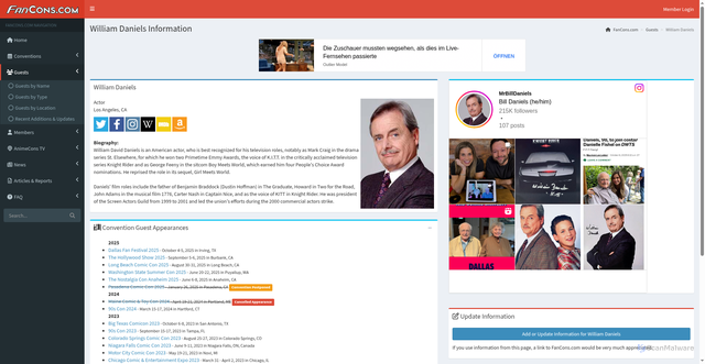Security scan screenshot of https://fancons.com/guests/bio/7070/william-daniels