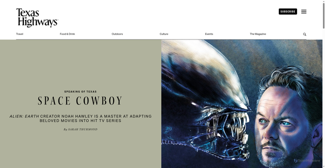 Security scan screenshot of https://texashighways.com/culture/noah-hawley-on-turning-alien-into-a-hit-tv-show/