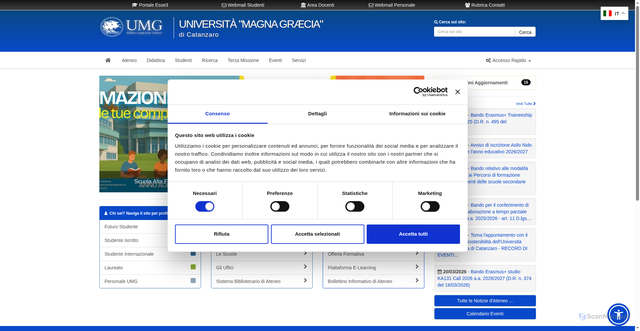 Security scan screenshot of https://www.unicz.it